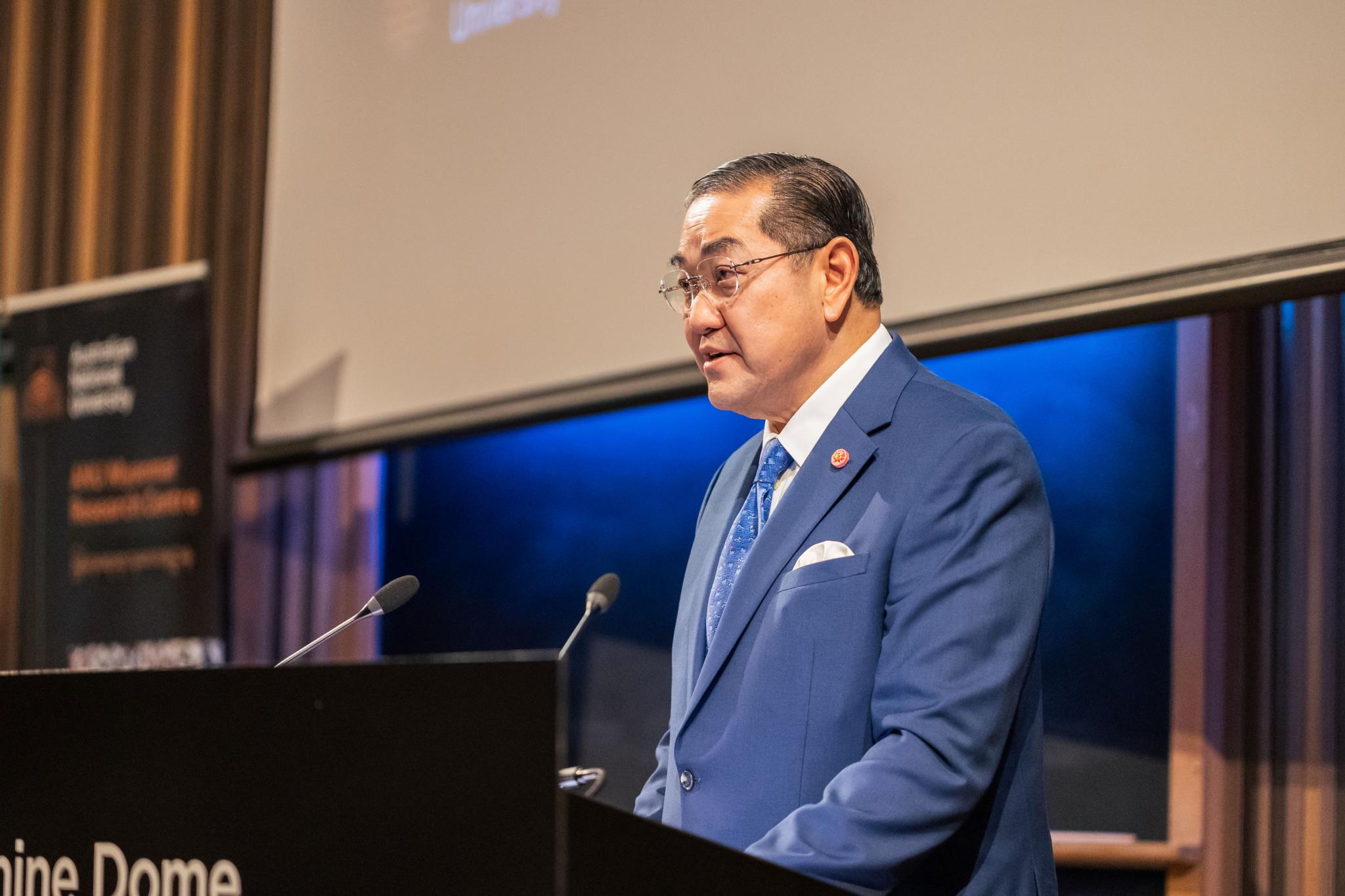 The 2025 ANU Myanmar Keynote featured Professor Surakiart Sathirathai, 30 April 2025; Photo Credit: Australian National University/Luka Vertessy
